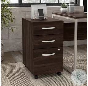 Hybrid Black Walnut 3 Drawer Mobile File Cabinet