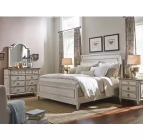 Southbury Parchment and Fossil 8 Drawer Bureau with Mirror