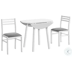 1011 White Metal And Laminate Drop Leaf 3 Piece Dining Table Set