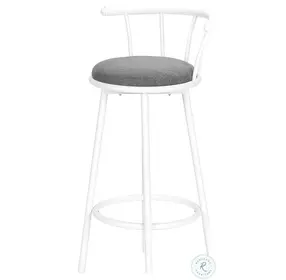 2397 Grey Leather Look Swivel Bar Stool Set Of 2