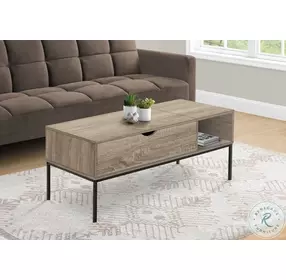 3806 Dark Taupe And Black Metal 42" Rectangular Coffee Table