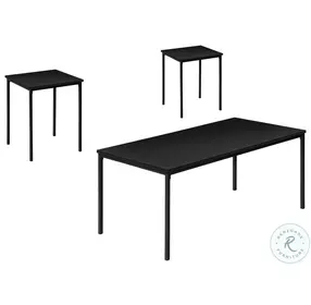 7894P Black Metal And Laminate 3 Piece Occasional Table Set