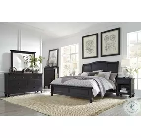 Oxford Rubbed Black Dresser with Landscape Mirror