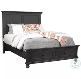 Oxford Rubbed Black Panel Storage Bedroom Set