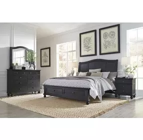 Oxford Black 2 Drawer Nightstand