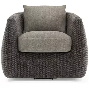 Sarene Gray Upholstered Outdoor Swivel Accent Chair