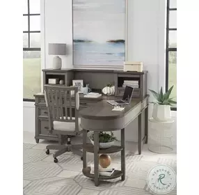 Caraway Aged Slate L Shaped Desk with Hutch
