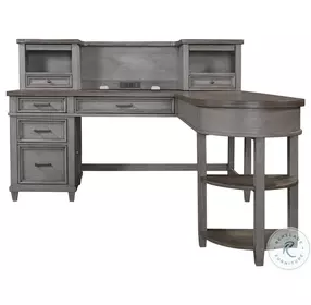 Caraway Aged Slate L Shaped Home Office Set with Hutch