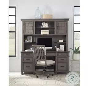 Caraway Aged Slate Credenza with Hutch