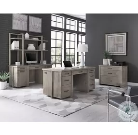 Platinum Gray Linen 66" Executive Desk