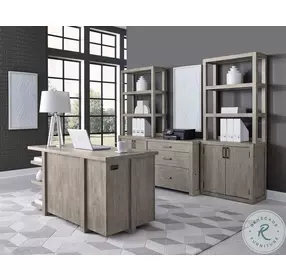 Platinum Gray Linen Door Bookcase