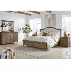 Hensley Honey Performance Fabric Queen Upholstered Panel Bed