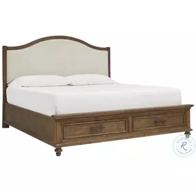 Hensley Honey Performance Fabric Upholstered Panel Storage Bedroom Set