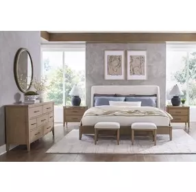 Olivia Sunkissed Beige King Upholstered Platform Bed