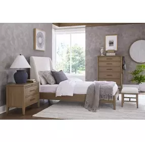Olivia Sunkissed Beige 2 Drawer Nightstand with USB Charging
