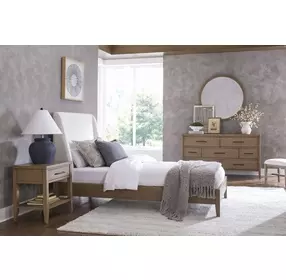 Olivia Sunkissed Beige 1 Drawer Nightstand with USB Charging