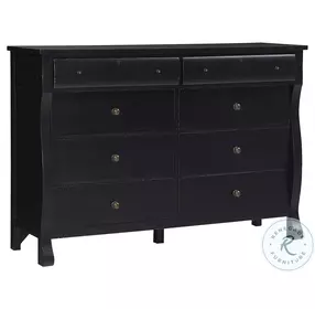Caroline Soft Black 8 Drawer Dresser