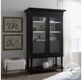Caroline Soft Black Armoire and Cupboard with 6 Drawers
