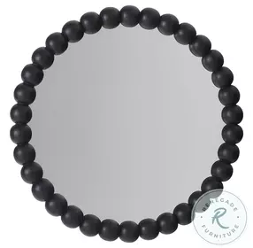 Caroline Soft Black Bobbin Round Bedroom Mirror