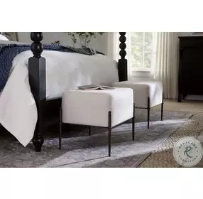 Caroline Soft Black Shearling Natural Stool