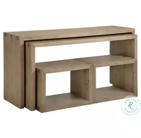 Lyndon Light Cashmere Rectangular Nesting Sofa Table with Stools
