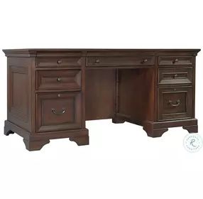 Richmond Brown Burgundy 66" Executive Home Office Set