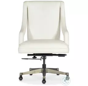 Solenne White Leather Swivel Tilt Executive Chair