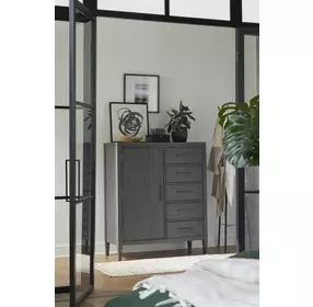 Preston Urbane Gray 5 Drawer Chest with 1 Door