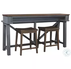 Pinebrook Denim Console Bar Table with Stool