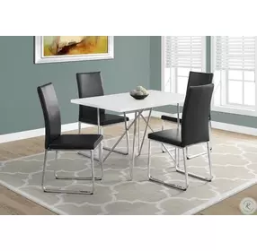 Black Faux Leather and Chrome Dining Chair Set of 2