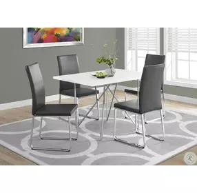 Gray Faux Leather and Chrome Dining Chair Set of 2