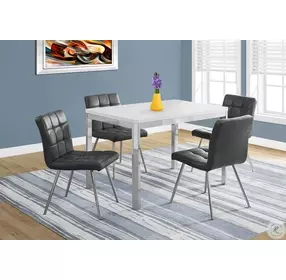 Gray Chrome Metal 32" Dining Chair Set of 2