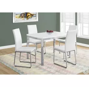 White Faux Leather and Chrome Dining Chair Set of 2