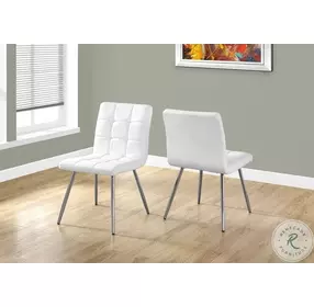 White Chrome Metal 32" Dining Chair Set of 2