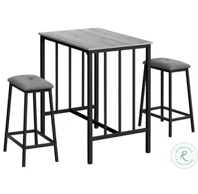 1144 Gray and Black 3 Piece Counter Height Dining Table Set