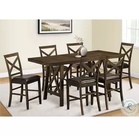 1388 Brown Leather Look Counter Height Stool Set Of 2