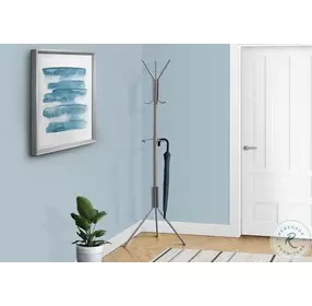 2163 Silver Metal 68" Metal Coat Rack