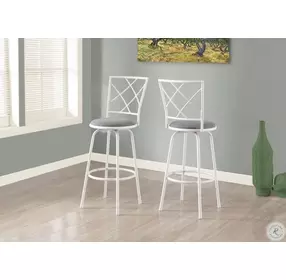 Gray Fabric Seat Bar Stool Set of 2