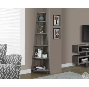 Dark Taupe Reclaimed-Look 72" Corner Accent Etagere