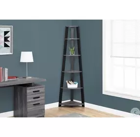 72" Gray And Black Bookcase