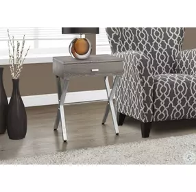 Dark Taupe And Chrome Metal Accent Table