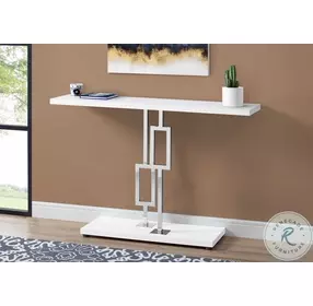 Glossy White and Chrome 48" Console Table