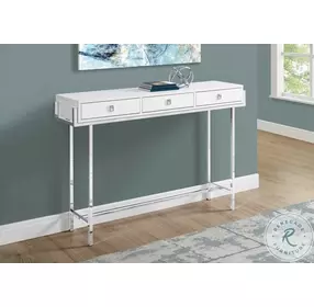 Glossy White and Chrome Metal 48" Console Table