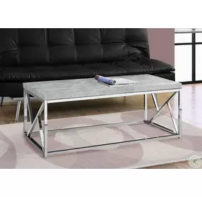 Grey Cement And Chrome Metal Coffee Table