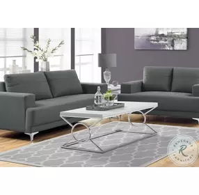 Glossy White and Chrome Metal Coffee Table