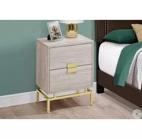 Beige Marble and Gold 24" Storage Accent Table