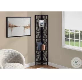 3622 Espresso And Black 62" Corner Bookcase