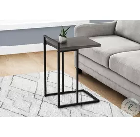 3634 Grey And Black Metal 25" C Shaped Accent Table