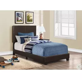 5910T Dark Brown Twin Upholstered Panel Bed