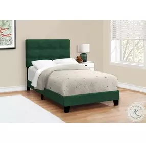 5917T Green Twin Upholstered Panel Bed